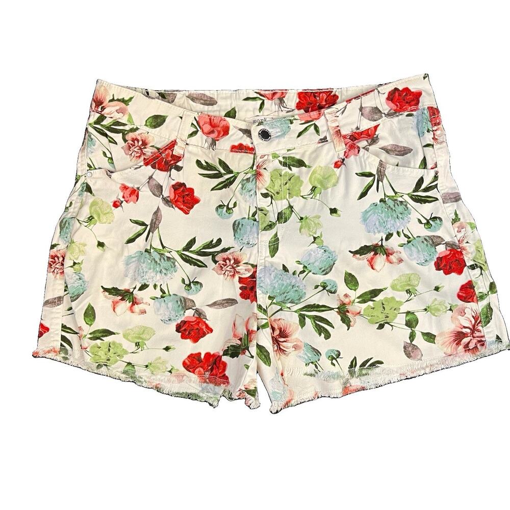 Workshop Republic Womens Raw Edge Summer/Spring Floral Chino Shorts Pockets S 8